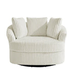 2 Set Oversized 43 W Plush Corduroy Swivel Barrel Chair with Pillows