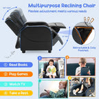 Gymax Kids Recliner Chair Ergonomic Leather Sofa Armchair w/Footrest