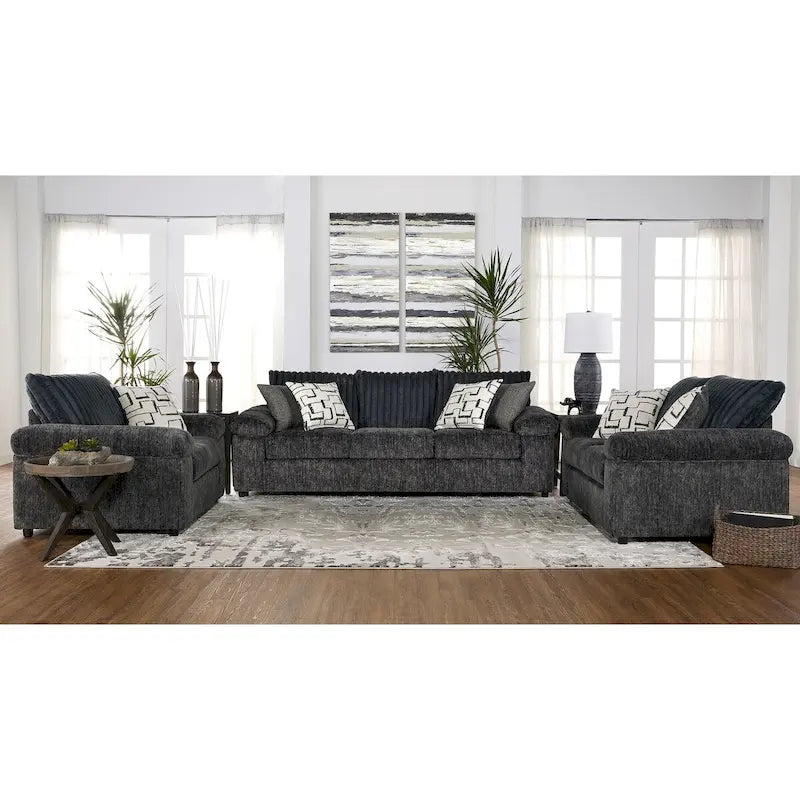 Roundhill Furniture Nason Wide Wale Corduroy Sofa, Loveseat, and Cuddle Chair Set