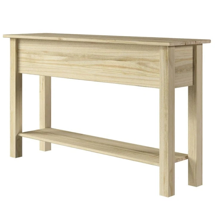 Rustic Solid Pine Console Hall Table, White Wash / Antique Brown / Gray Wash / Unpainted, 3 Drawers
