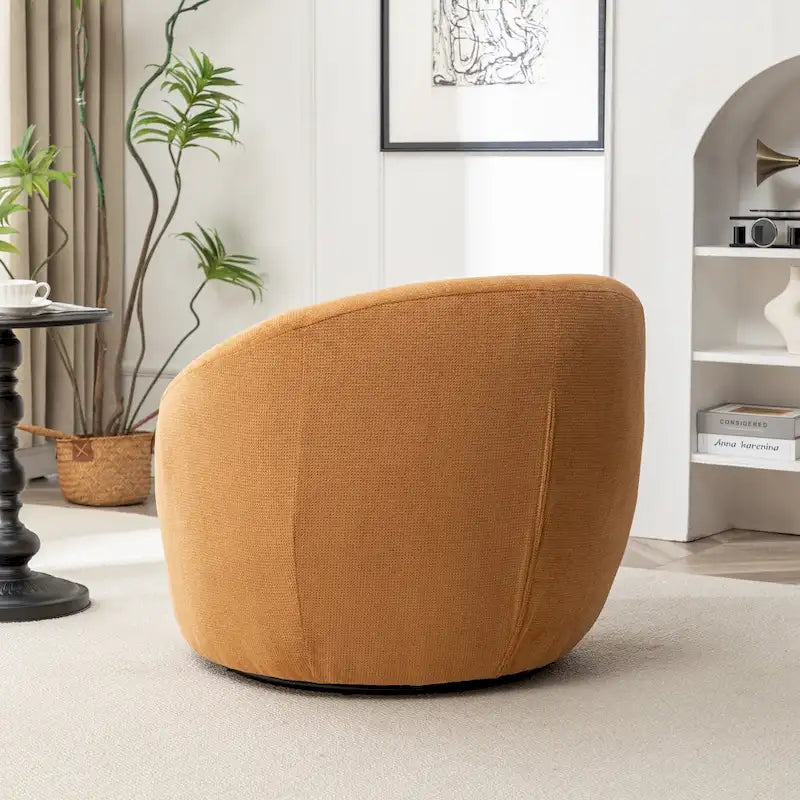 Swivel Barrel Chair - 360掳 Rotation - Boucle Fabric