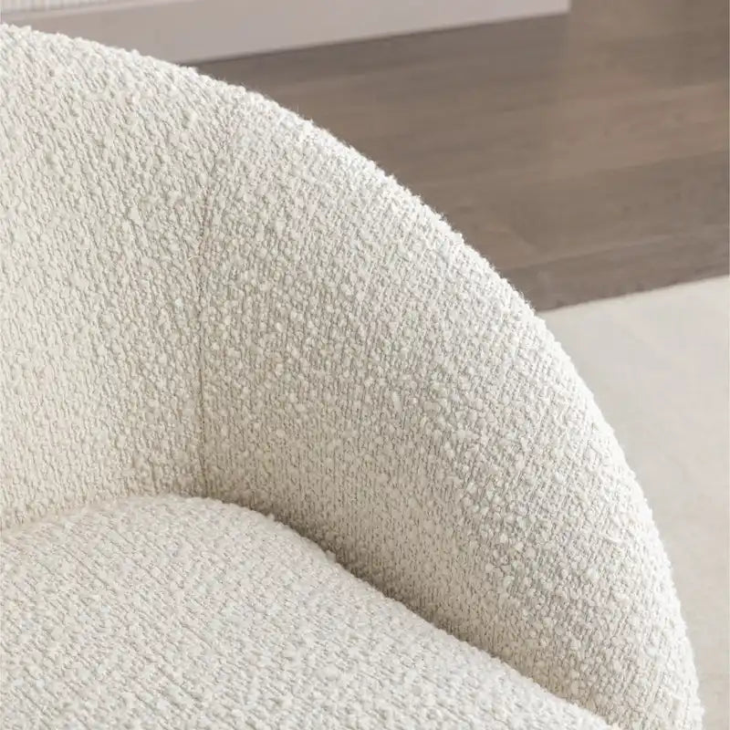 Swivel Barrel Chair - 360掳 Rotation - Boucle Fabric