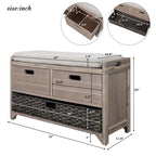 Wood Storage Bench with 2 Woven Baskets by Harper&Bright Designs