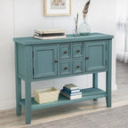 Retro Style Buffet Sideboard Wood Console Table with Bottom Shelf, Easy Assemble, for Living Room, Kitchen, Entryway