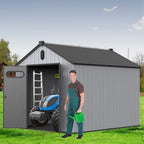 6 ft x 4 ft/6 ft x 8 ft/8 ft x 6 ft/8 ft x 10 ft All-Weather Resin Outdoor Plastic Storage Shed w/Floor, Spire Tool Shed