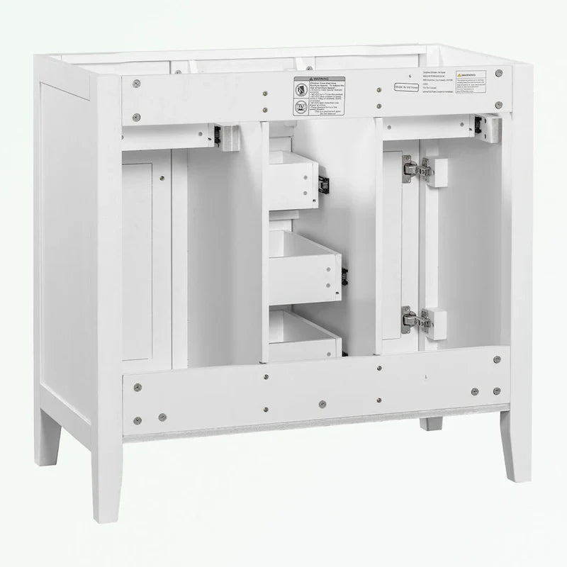 Bathroom Vanity with Ceramic Basin, Two Cabinets and Five Drawers