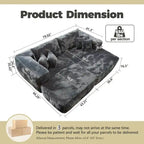 HOOOWOOO Modern Plush Sectional Sofa L-shaped Couch with Removable Ottoman