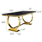 Modern Dining Room Table with Stainless Steel Metal U-Base