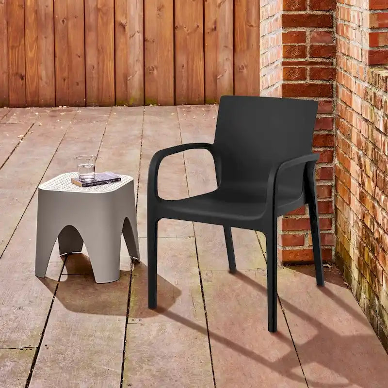 Alissa Resin Stackable All-Weather Dining Armchair, Set of 2