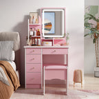 Makeup Vanity Set Table With LED Light &Mirror & Stool