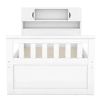 Twin/Full Size Captain Platform Bed with 4 Drawers and Storage Shelves, Solid Wood Bed Frame with Storage Bookcase Headboard