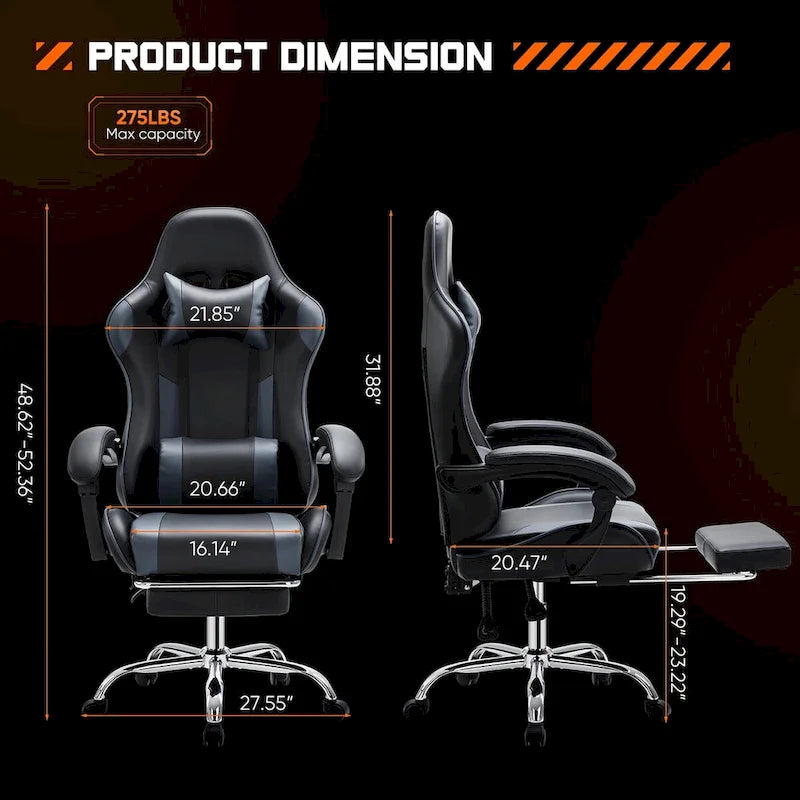PU Leather Swivel Game Desk Chair