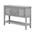 Retro Style Buffet Sideboard Wood Console Table with Bottom Shelf, Easy Assemble, for Living Room, Kitchen, Entryway