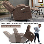 Power Lift Recliner Chair with Massage and Heat, Lazy Boy Overstuffed Wide Recliners w/USB, Type C Ports & 2 Steel Cup Holders
