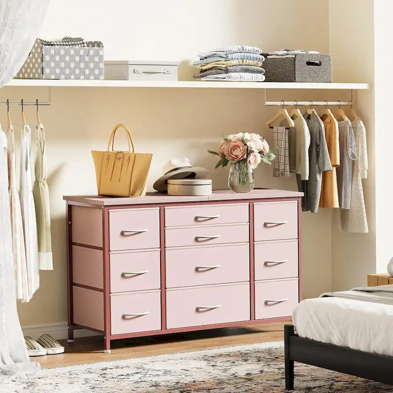 Bedroom Dresser with 10 Large Drawers for 55 Long TV Stand - 55 inches