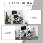 HOMCOM 360 Rotating L-Shaped Corner Desk: White, with Storage Shelves