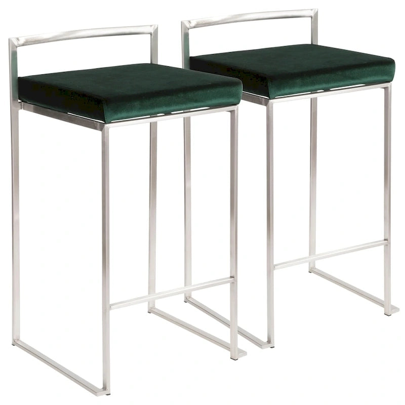 Silver Orchid Forrest Stainless Steel Stackable Fully Welded Counter Stool (Set of 2)