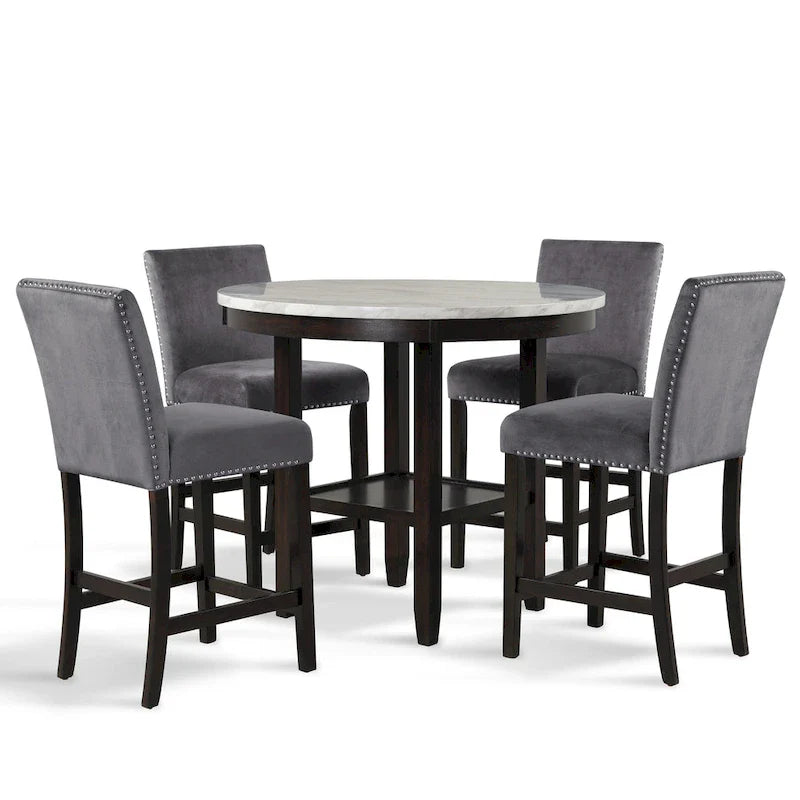 New Classic Furniture Reginald 5-Piece Round Counter Set