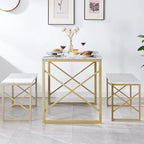 VECELO 3-pieces Dining Table with Bench, Dinning Room Table Set for 4-6, Kitchen Table with 2 Benches Dining Table Set