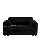 54 Pull-Out Sleeper Sofa Bed, 2 Seat Recliner Sofa Bed with Storage, Lumbar Pillow, USB Power Outlet