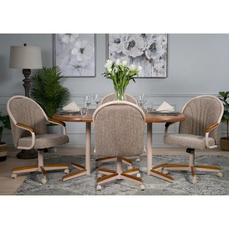 Casual Dining Cushion Swivel-and-Tilt Rolling Caster Chair