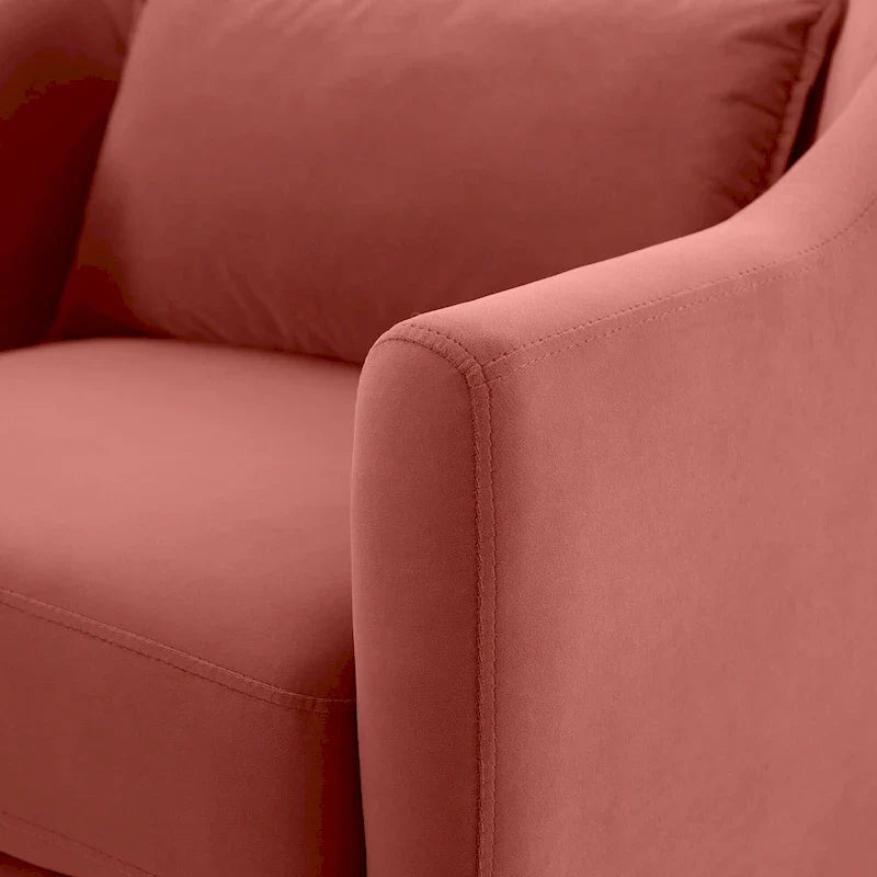 28.34W Set Of 2 Accent Armchair, Velvet Barrel Chair with Solid Wood Legs