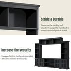 Entertainment Wall Unit with Bridge, Tempered Glass Doors for TVs Up to 70