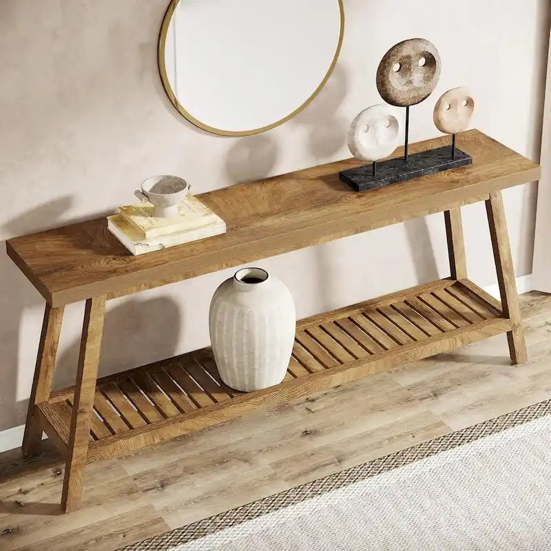 70.9 Inches Farmhouse Console Entryway Table 2 Tiers Narrow Long Behind Couch Sofa Table
