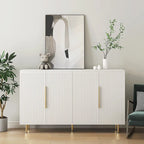 Buffet Cabinet with Fluted Decorative Doors, Wood Sideboard Cabinet with Metal Handles, Storage Cabinet with Adjustable Shelves