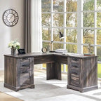 60 Farmhouse L Shaped Executive Desk, Wood Corner Desk, Computer Desk