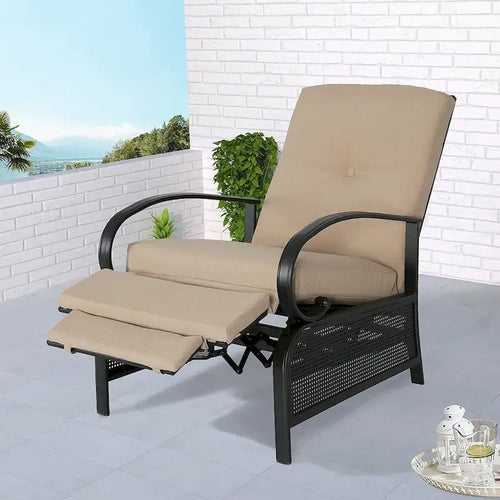 Adjustable Recliner Lounge Chair Patio Lounge Sofa with Cushion - 38 (D) x 26.5 (W) x 38.5 (H) INCH