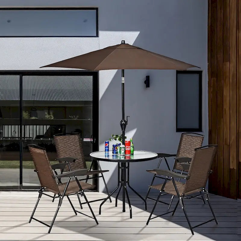 Costway 32 Outdoor Patio Round Table Tempered Glass Top