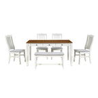 6-Piece Wooden Dining Table Set with 4 Chairs & Bench, Table with Drawer