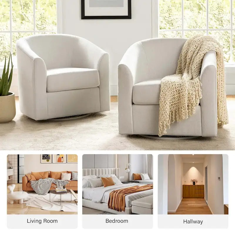 Cuenca Modern Upholstered Barrel Chair with Swivel Base