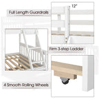 Gymax Twin Over Full Bunk Bed with Twin Trundle Convertible Platform
