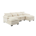 Sectional Sofa Cloud Couch for Living Room, Modern Chenille/Boucle U Shaped Couch, Comfy Modular Sofa Sleeper with Double Chaise