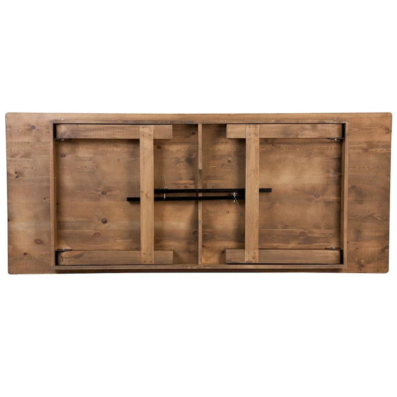8' x 40 Rustic Folding Farm Table Set with 10 Cross Back Chairs and Cushions