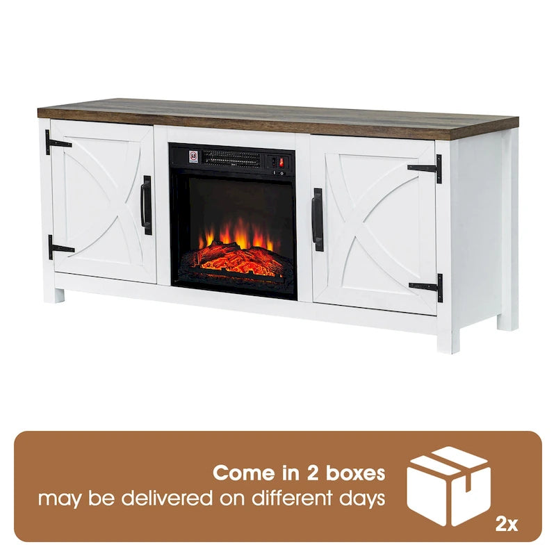 58 Farmhouse Electric Fireplace TV Stands Console Table for TV's up to 65