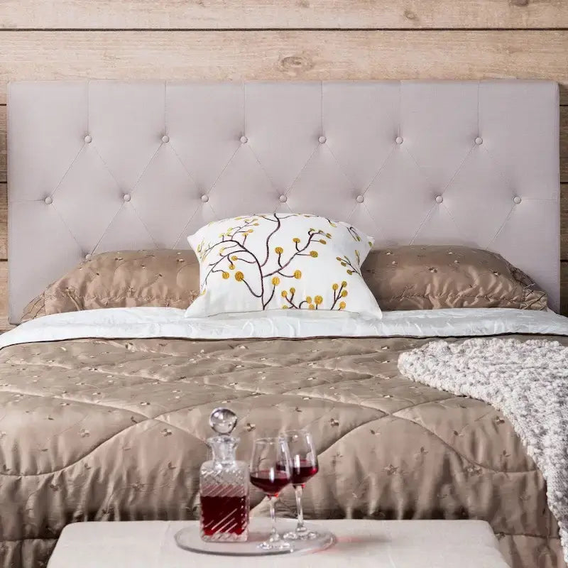 Furniture of America Zele Modern Ivory Linen Adjustable Headboard