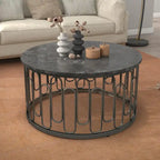 Lars Modern Round Coffee Table with Marble Top, Metal Legs, Sturdy Decorative Metal Base by Furniture of America
