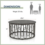 Lars Modern Round Coffee Table with Marble Top, Metal Legs, Sturdy Decorative Metal Base by Furniture of America