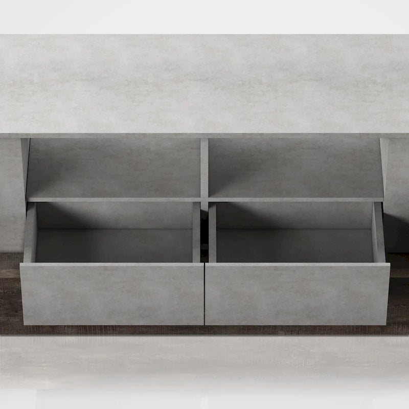 Geso Industrial Oak and Light Grey 71-inch 4-Shelf TV Console by Furniture of America