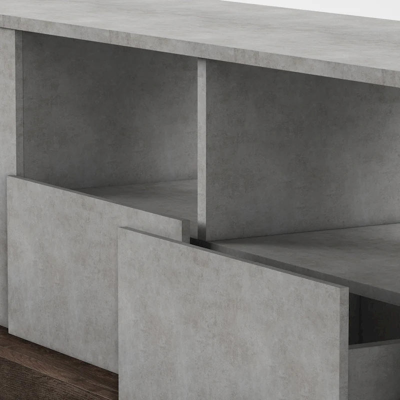 Geso Industrial Oak and Light Grey 71-inch 4-Shelf TV Console by Furniture of America