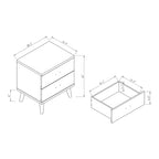 DH BASIC Mid-Century Modern Cappuccino 2-Drawer Nightstand by Denhour