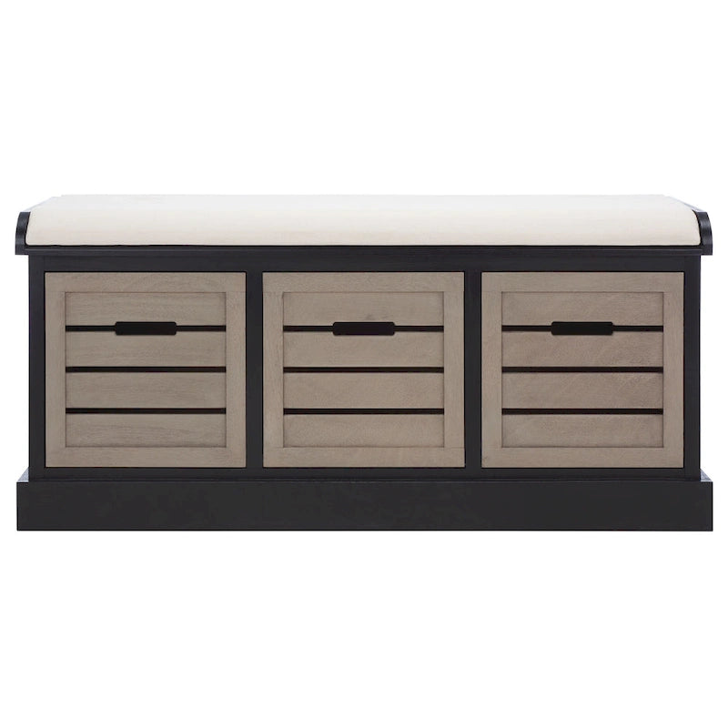 SAFAVIEH Mozella 3-Drawer Cushion Bench - 42 W x 15 D x 20 H - 42Wx15Dx20H