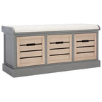 SAFAVIEH Mozella 3-Drawer Cushion Bench - 42 W x 15 D x 20 H - 42Wx15Dx20H