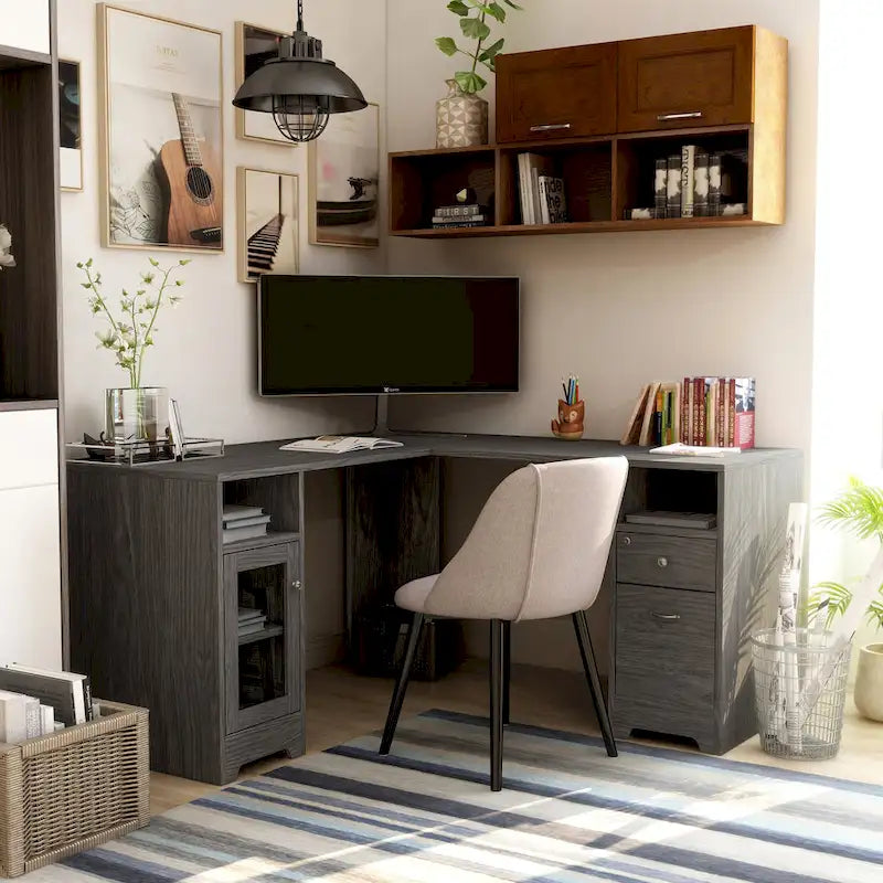 Barlon Transitional 59-inch L-shaped Computer Desk with USBs by Furniture of America