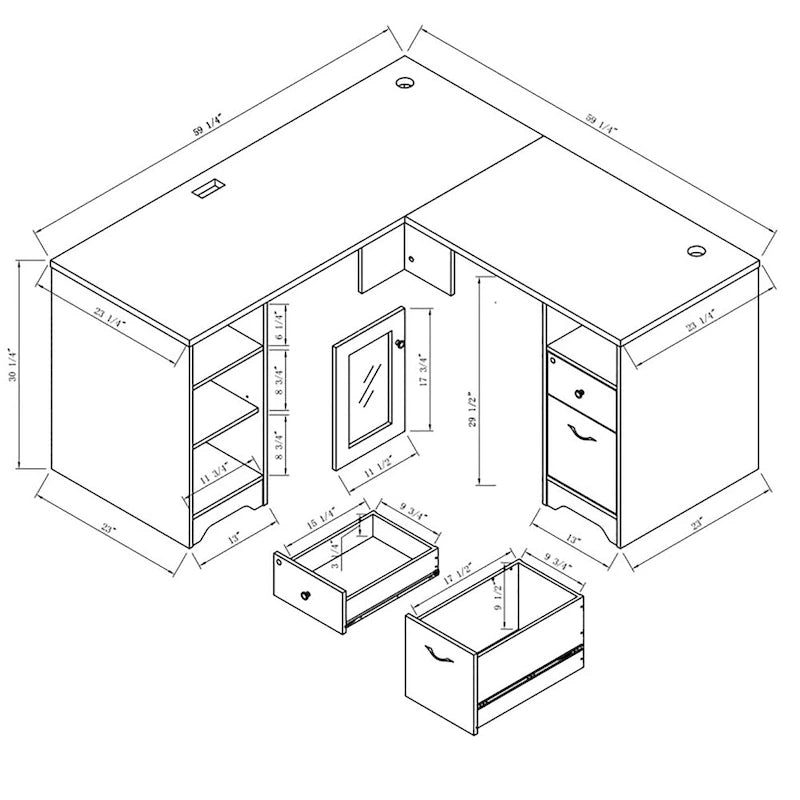 Barlon Transitional 59-inch L-shaped Computer Desk with USBs by Furniture of America