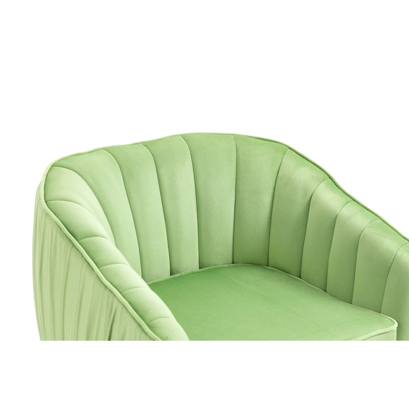 Velvet Tufted Accent Chair with Ottoman - 28.94 x 28.94 x 28.94