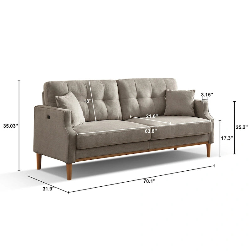 Living Space Waterproof Fabric 3-Seater Sofa with USB Charge Port